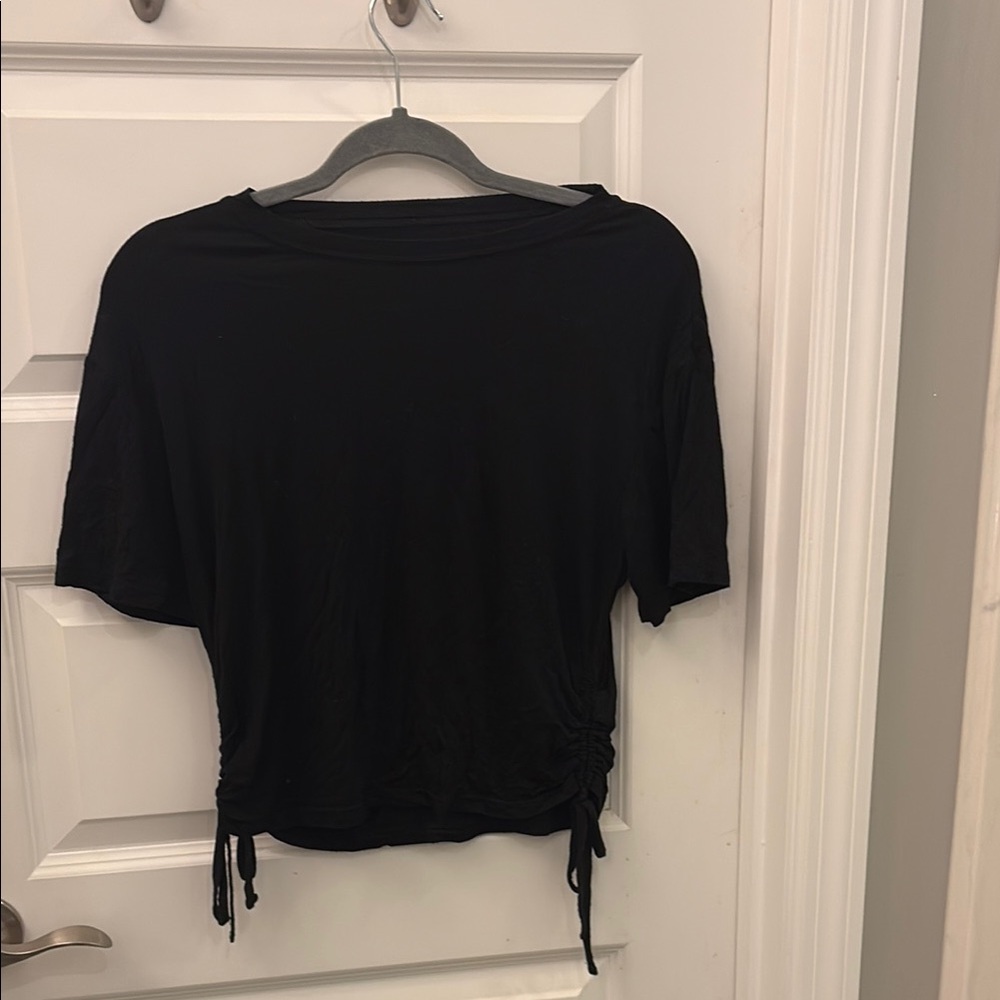 SHEIN Black Ruched Relaxed Short Sleeve Tee